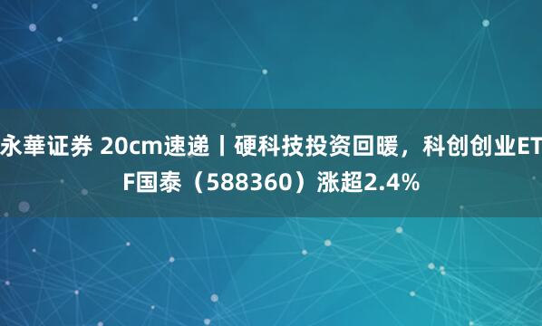 永華证券 20cm速递丨硬科技投资回暖，科创创业ETF国泰（588360）涨超2.4%